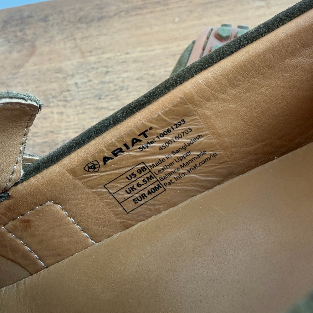 Ariat Woman’s Olive Green Suede Loafers - Picture 3 of 3
